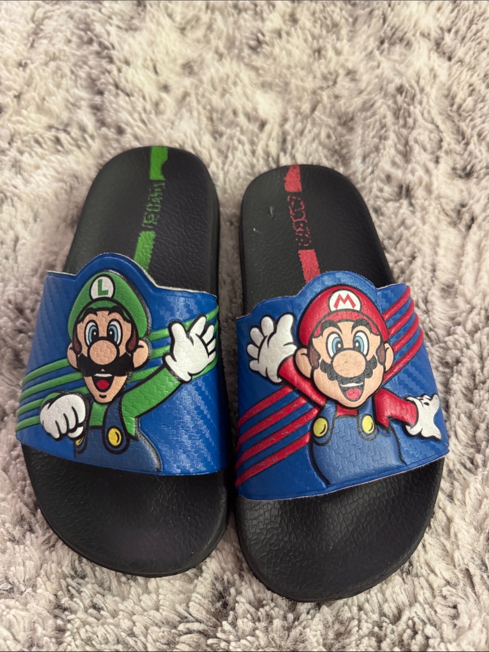 Kids Blue Mario & Luigi Slide Sandals